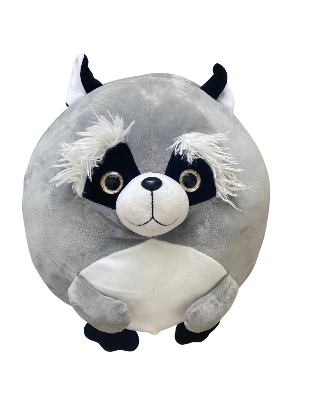 Raccoon Series 2 Round Pillow Plush 15" Toy Factory Grey Black